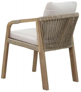 Кресло деревянное с подушками Tagliamento Rimini тик, роуп, олефин натуральный, бежевый Фото 2