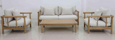 Кресло деревянное с подушками Tagliamento Bungalow тик, олефин натуральный, бежевый Фото 5