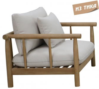 Кресло деревянное с подушками Tagliamento Bungalow тик, олефин натуральный, бежевый Фото 1
