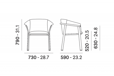 Кресло металлическое с подушкой PEDRALI Lamorisse алюминий, ткань терракота, белый Фото 2