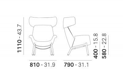 Кресло мягкое с подголовником PEDRALI Ila ясень, ткань беленый ясень, серо-белый Фото 2