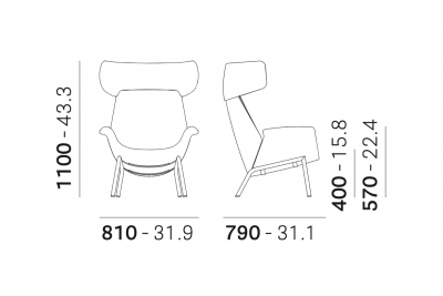 Кресло мягкое с подголовником PEDRALI Ila сталь, ткань оранжевый Фото 2