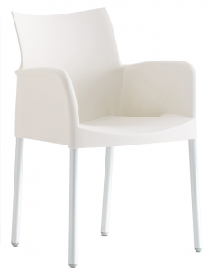 Кресло пластиковое PEDRALI Ice алюминий, стеклопластик бежевый Фото 1