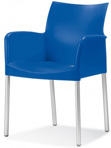 Кресло пластиковое PEDRALI Ice алюминий, стеклопластик синий Фото 1