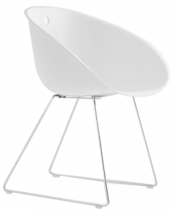 Кресло пластиковое на полозьях PEDRALI Gliss сталь, технополимер белый Фото 1