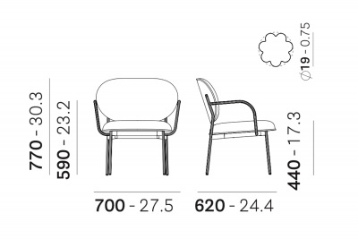 Кресло лаунж с обивкой PEDRALI Blume сталь, алюминий, ткань серый Фото 2