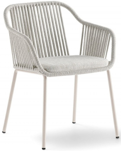 Кресло плетеное с подушкой PEDRALI Babila Twist сталь, роуп, ткань бежевый Фото 1