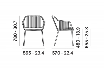 Кресло плетеное с подушкой PEDRALI Babila Twist сталь, роуп, ткань антрацит Фото 2