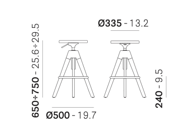 Табурет барный PEDRALI Arki-Stool сталь, дуб Фото 2