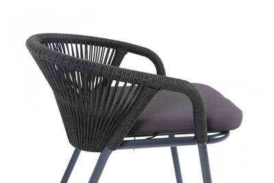Кресло плетеное с подушкой 4SIS Женева алюминий, роуп, ткань темно-серый Фото 4
