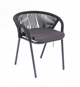 Кресло плетеное с подушкой 4SIS Женева алюминий, роуп, ткань темно-серый Фото 3