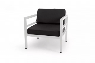 Кресло металлическое с подушкой 4SIS Эстелья алюминий, ткань белый Фото 2