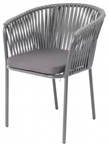 Кресло плетеное с подушкой 4SIS Бордо алюминий, роуп, ткань серый Фото 1