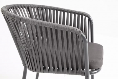 Кресло плетеное с подушкой 4SIS Бордо алюминий, роуп, ткань серый Фото 3