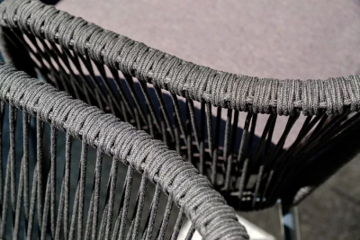 Кресло плетеное с подушкой 4SIS Марсель алюминий, роуп, ткань темно-серый Фото 16