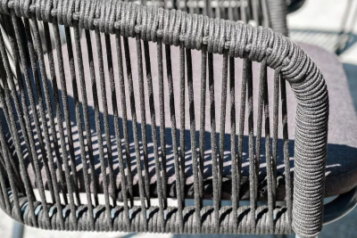 Кресло плетеное с подушкой 4SIS Марсель алюминий, роуп, ткань темно-серый Фото 8