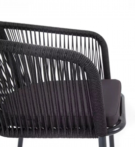 Кресло плетеное с подушкой 4SIS Марсель алюминий, роуп, ткань темно-серый Фото 4