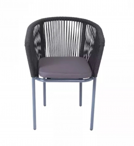 Кресло плетеное с подушкой 4SIS Марсель алюминий, роуп, ткань темно-серый Фото 2