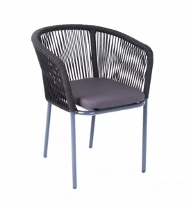 Кресло плетеное с подушкой 4SIS Марсель алюминий, роуп, ткань темно-серый Фото 3