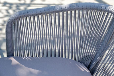 Кресло плетеное с подушкой 4SIS Марсель алюминий, роуп, ткань белый, светло-серый Фото 5