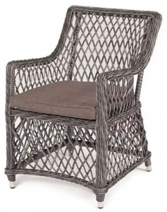 Кресло плетеное 4SIS Латте алюминий, искусственный ротанг, ткань графит Фото 1