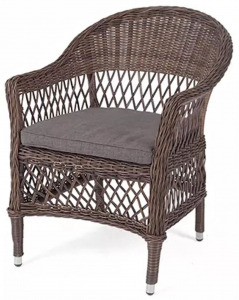 Кресло плетеное 4SIS Сицилия алюминий, искусственный ротанг, ткань коричневый Фото 1