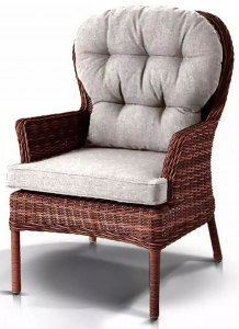 Кресло плетеное 4SIS Алиса алюминий, искусственный ротанг, ткань коричневый, белый Фото 1