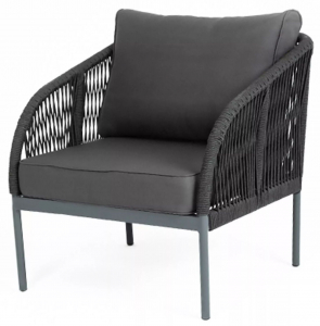 Кресло плетеное 4SIS Канны алюминий, роуп, ткань темно-серый Фото 1