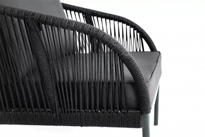 Кресло плетеное 4SIS Канны алюминий, роуп, ткань темно-серый Фото 4