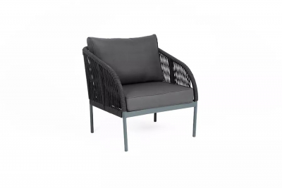 Кресло плетеное 4SIS Канны алюминий, роуп, ткань темно-серый Фото 3