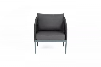 Кресло плетеное 4SIS Канны алюминий, роуп, ткань темно-серый Фото 2