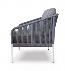 Кресло плетеное 4SIS Канны алюминий, роуп, ткань светло-серый Фото 2