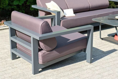 Кресло металлическое с подушками 4SIS Гранада алюминий, ткань темно-серый Фото 5