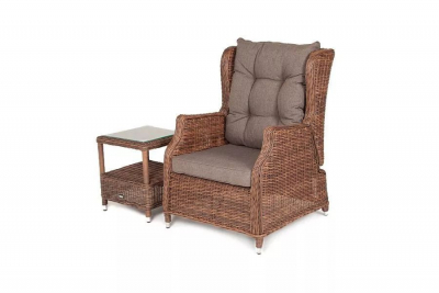 Кресло плетеное раскладное 4SIS Форио алюминий, искусственный ротанг, ткань коричневый Фото 6