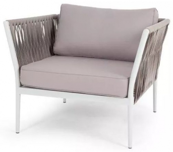 Кресло плетеное 4SIS Касабланка алюминий, роуп, ткань светло-серый Фото 1