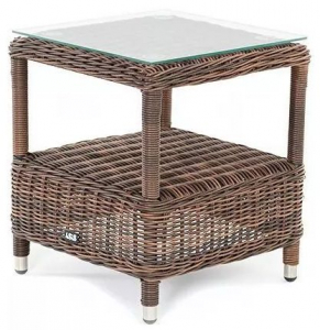Столик плетеный кофейный 4SIS Форио алюминий, искусственный ротанг, стекло коричневый Фото 1