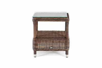 Столик плетеный кофейный 4SIS Форио алюминий, искусственный ротанг, стекло коричневый Фото 2