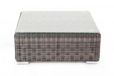 Столик плетеный журнальный 4SIS Лунго алюминий, искусственный ротанг, стекло графит Фото 3