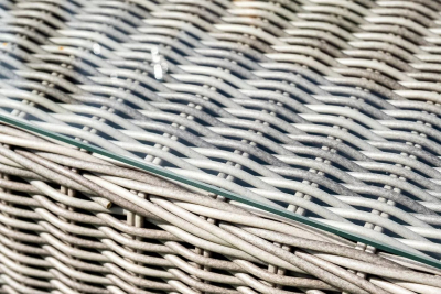 Столик плетеный журнальный 4SIS Фабриция алюминий, искусственный ротанг, стекло серый Фото 4