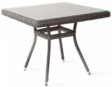 Стол плетеный обеденный 4SIS Айриш алюминий, искусственный ротанг, стекло графит Фото 1