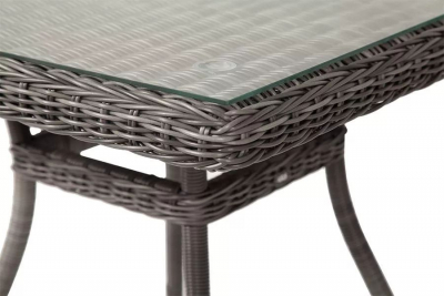 Стол плетеный обеденный 4SIS Айриш алюминий, искусственный ротанг, стекло графит Фото 3