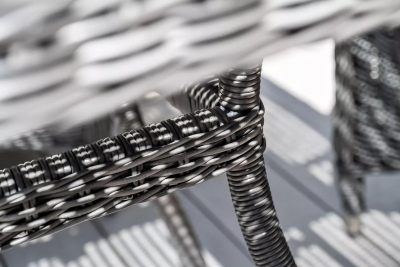 Стол плетеный обеденный 4SIS Айриш алюминий, искусственный ротанг, стекло графит Фото 6