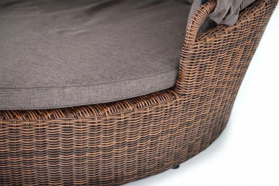 Лаунж-кровать плетеная 4SIS Стильяно алюминий, искусственный ротанг, ткань коричневый Фото 4