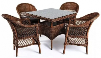 Комплект плетеной мебели 4SIS Сицилия алюминий, искусственный ротанг, ткань коричневый Фото 1