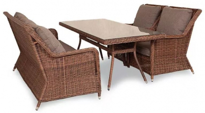 Комплект плетеной мебели 4SIS Гляссе алюминий, искусственный ротанг, ткань коричневый Фото 1