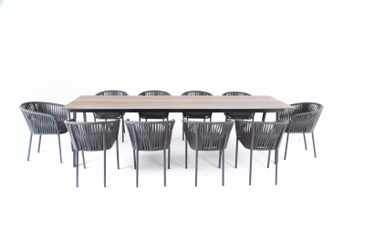 Комплект обеденной мебели 4SIS Санта-Фе алюминий, роуп, ткань серый Фото 2