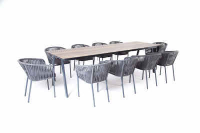 Комплект обеденной мебели 4SIS Санта-Фе алюминий, роуп, ткань серый Фото 3
