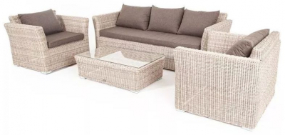 Комплект плетеной лаунж мебели 4SIS Капучино алюминий, искусственный ротанг, ткань бежевый Фото 1