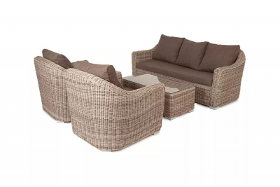 Комплект плетеной лаунж мебели 4SIS Фабриция алюминий, искусственный ротанг, ткань серый Фото 3