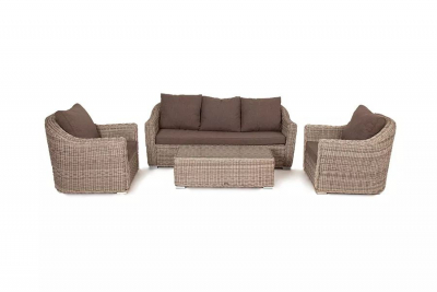 Комплект плетеной лаунж мебели 4SIS Фабриция алюминий, искусственный ротанг, ткань серый Фото 4